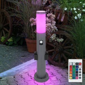 Lampadaire de jardin dimmable avec télécommande éclairage de chemin extérieur avec détecteur de mouvement 2x douille douille, rgb led 8,5W 806lm