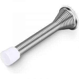Ccykxa - Argent)Butée de Porte à Ressort 85mm Arrêt de Porte Mural Monté Butée de Porte à Ressort en Métal avec Base et Vis pour Protection Murs et