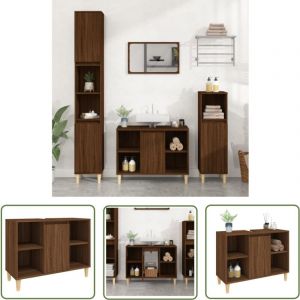 The Living Store - Meuble d'évier chêne marron 80x33x60 cm bois d'ingénierie - Armoire De Salle De Bain - Meuble Vasque - Meuble Lavabo - Rangement