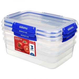 Boîte Alimentaire Rectangulaire Sistema Klip IT Plus 2,2 Litres - Lot de 3 - Sistema