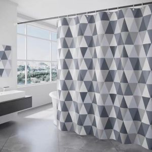 Rideau Douche 180 x 180 cm, Rideaux de Douche Triangle, Rideau de Douche Anti moisissure Imperm&eacute;able, avec 12 Anneaux Shower Curtain, Convient aux