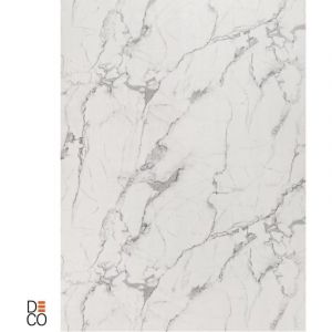 D&eacute;coration murale effet marbre blanc et gris brillant &ndash; Plaques d&eacute;coratives en PVC 65x120 cm &ndash; Lot de 4 &ndash; 3.12 m&sup2; &ndash; Decopine