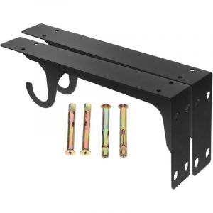 Support Mural Robuste pour Tringle de Placard avec Crochet Int&eacute;gr&eacute; &Eacute;querre Triangulaire Renforc&eacute;e Noire pour Chambre Salle de Bain Cuisine