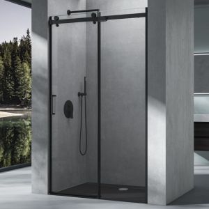 Mai&mai - Porte de Douche Coulissante Noire Paroi de Douche en Niche Transparent Pare Douche Verre esg 8mm avec Rev&ecirc;tement nano 150x195 cm Ter19K