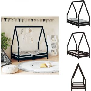 Vidaxl - Cadre de lit pour enfant noir 70x140 cm bois de pin massif - Lit Bébé - Lit Enfant - Cadre De Lit - Bois De Pin - Design Maison