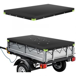 209 x 115 x 10CM B&acirc;che pour Remorque, B&acirc;che Plate pour Remorque de Voiture, Bache Remorque avec Bandes R&eacute;fl&eacute;chissantes, en Tissu Oxford 420D,