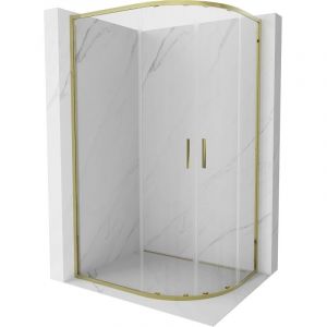 Mexen Exo cabine de douche semi-circulaire coulissante 100 x 80 cm, transparent, or - 8132-100-080-50-00