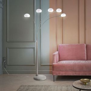 Lampadaire lampadaire dimmable spot en verre variateur lampadaire salon moderne, pied en marbre, 5x E14, LxlxH 110 x 140 x 210 cm