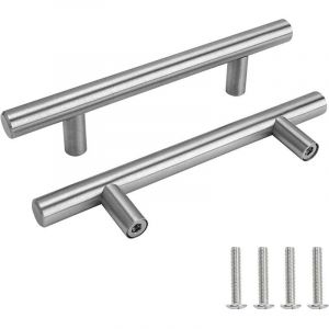 Poign&eacute;e de meuble 2 poign&eacute;es de porte en acier inoxydable avec poign&eacute;es de meuble viss&eacute;es (argent, entraxe des trous : 192 mm)