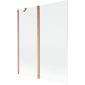 Mexen - Mist paroi de baignoire 2 volets 140 x 150 cm, transparent, cuivre bross&eacute; - 8A9-140-011-65-00