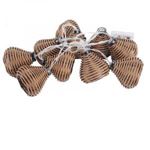 Jeffergarden Guirlande lumineuse LED en rotin, 10 pi&egrave;ces, boules de rotin, guirlande lumineuse f&eacute;erique, d&eacute;coration de mariage et de maison