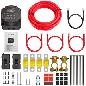 Coupleur Separateur Batterie 12v,Kit d'Isolateur De Coupleur Batterie Double,12 v 140 Amp Kit De Relais Sensible &agrave; La Tension 3m,Kit De Relais De