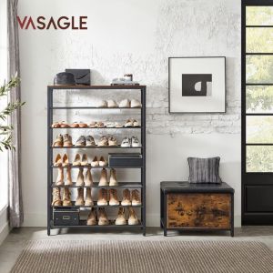 VASAGLE &Eacute;tag&egrave;re &agrave; Chaussures &agrave; 8 Niveaux, Porte-Chaussures, Meuble de Rangement, Grilles en M&eacute;tal, 32-40 Paires, pour Entr&eacute;e, Couloir, Salon,