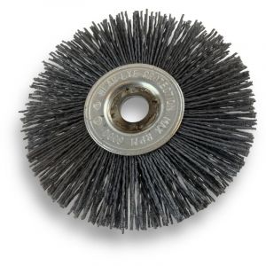 Kibros - Brosse circulaire nylon Abrasif ø 125 mm Epaisseur 1 rang Carbure de silicium Grain 120 Alésage 16 mm Touret meuleuse ponceuse Brossage