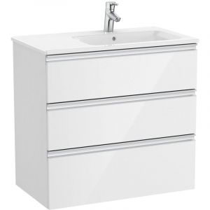 Pack Unik élément bas avec 3 tiroirs + lavabo the gap Roca Couleur : Blanc brillant - Position du lavabo : Droite