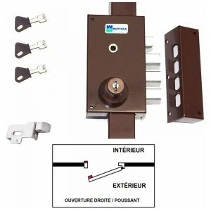 Serrure 3 Points MOTTURA 448 A2P1 ETOILE MARRON Avec P&ecirc;ne Invers&eacute; ( mont&eacute; ) 3 cl&eacute;s Droite