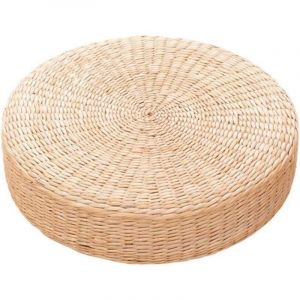 Coussin de si&egrave;ge plat en paille 40x40x6 cm, Coussins de Sol Tatami - Rond Tapis de Paille pour si&egrave;ge d'ext&eacute;rieur -en rotin tress&eacute;