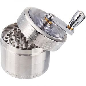 BEBUSINGOTO Grinder en Zinc,Moulin à épice 55mm en 4 Pièces Broyeur avec Tamis et Grattoir Grinder pour les Piment/ Thé/Poivre，Broyeur à fumée en