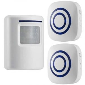 Sans fil All&eacute;e Alerte : d&eacute;tecteur de mouvement infrarouge de sonnette d'alarme Carillon avec 2 r&eacute;cepteur et 1 Sensor 38 Chime Tunes - indicateurs LED