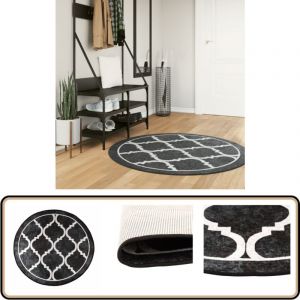Vidaxl - Tapis lavable noir et blanc ø 120 cm antidérapant - Tapissalon - Tapis Design - Tapis Antidérapant - Tapis Rond - Tapis Noir Et Blanc