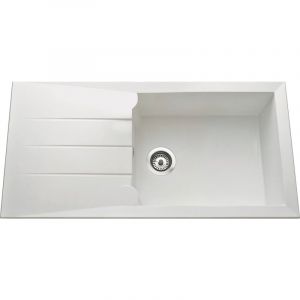 Anconetti - Evier ancoswing réversible à encastrer 1 grand cuve + 1 égouttoir 1000x500 mm Blanc