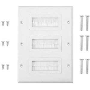 Brosse Plaque Murale, C&acirc;ble Entr&eacute;e Sortie Brosse Plaque en Plastique Anti Poussi&egrave;re, Passe-C&acirc;ble Passage de C&acirc;ble Trou pour C&acirc;bles HDMI ou C&acirc;bles