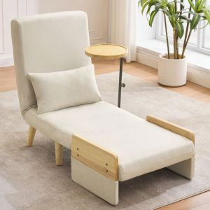 Fauteuil convertible trois-en-un avec fonction couchage dot&eacute; d'une tablette en bois et d'un design pliable rembourr&eacute;