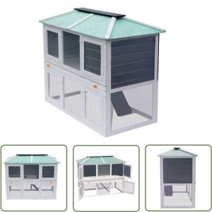 The Living Store - Cage double pour animaux Bois - Clapier Lapin - Cage Animal - Habitat Petit Animal - Accessoires Animaux - Maison Chien