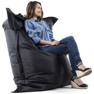 Livedeco - Pouf Géant Noir BiG52 Classic 170x130 cm - Déhoussable, Intérieur/Extérieur, Rempli de Billes de Polystyrène