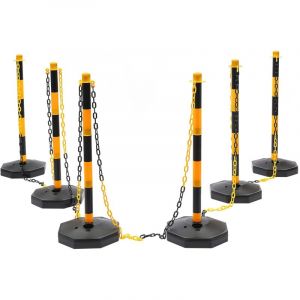 Gojoy - Lot de 6 poteaux de signalisation de la circulation - Poteaux de guidage réglables avec socle à remplir - Poteaux de guidage de chantier