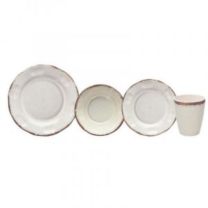 Service d'assiettes 16 pièces Craquelé Beige Mélamine Beige