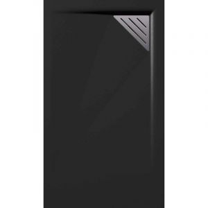 Mirlo - Receveur de douche 90x120 cm extra plat trinity noir en résine minérale grille à Droite