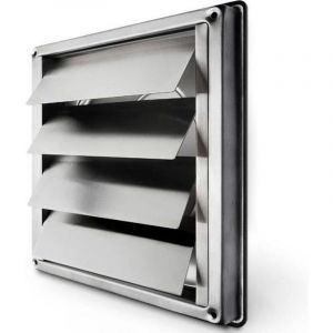 Grille Ventilation 150 mm Automatique Grille de Hotte R&eacute;sistant aux Intemp&eacute;ries/Mesure carr&eacute;e 184x184mm / Aeration Inox