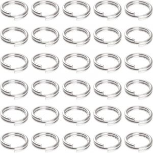 100 Pack Anneau Porte Cl&eacute; 10mm Mini Split Jump Ring avec Double Boucles Split Porte Clef Petits Anneaux en M&eacute;tal Connecteurs Porte Cle pour Colliers
