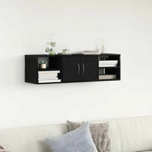 &Eacute;tag&egrave;re murale-&Eacute;tag&egrave;re flottante-&Eacute;tag&egrave;re Suspendue Ch&ecirc;ne noir 140 x 41 x 75 cm Bois d'ing&eacute;nierie 520637