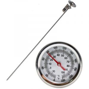 Thermom&egrave;tre &agrave; compost, thermom&egrave;tre portable &agrave; grand cadran de 5 cm en acier inoxydable avec tige de 50 cm pour sol, compost et jardin