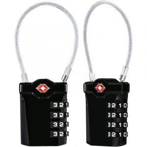 Cadenas &agrave; bagages TSA, [version la plus r&eacute;cente] [Lot de 2] de voyage &agrave; combinaison &agrave; 4 chiffres Cadenas &agrave; combinaison de 14 cm de c&acirc;ble flexible