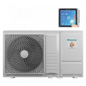 Pompe &agrave; chaleur air-eau monobloc r&eacute;versible Hisense Hi-Therma AHZ-044HCDS1 7 kW R32 avec t&eacute;l&eacute;commande filaire tactile HSXM-FE01 pour
