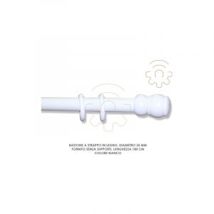 Capaldo - Tringle a rideau coulissante en bois blanc 35 mm longueur 180 cm sans supports