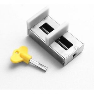 But&eacute;e de verrouillage de fen&ecirc;tre de porte coulissante &eacute;paisse r&eacute;glable, s&eacute;curit&eacute; antivol, s&eacute;curit&eacute; enfant, rails libres en plastique, acier et