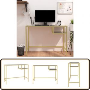 Bureau d'ordinateur Marbre noir 100x36x74 cm Verre trempé - Bureau Ordinateur - Bureau En Verre - Bureau Moderne - Bureau Industriel - Mobilier De