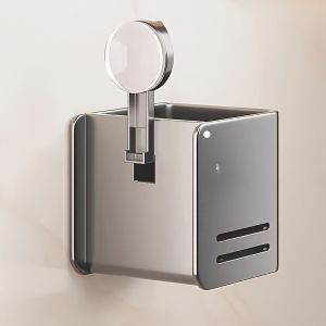 Porte-brosse &agrave; dents mural en aluminium avec ventouse &ndash; Support sans per&ccedil;age pour brosses &agrave; dents &eacute;lectriques et accessoires de salle de bain