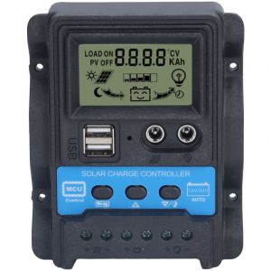 R&eacute;gulateur de Charge PWM 30A avec &Eacute;cran LCD et Double USB 5V pour Panneaux Solaires 390W(12V) 780W(24V)