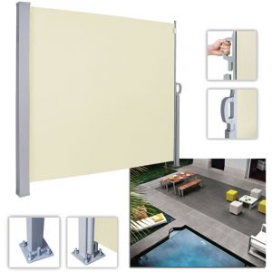 Hengda - swanew Auvent latéral Brise Vue Rétractable de Balcon Jardin Terrasse Occultant en pvc et Aluminium 3 m x 1.6 m Beige
