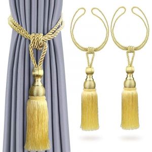 2PCS Embrasses de Rideau Fait à la Main Embrasse de Rideaux avec Cordes Embrasses à Rideaux pour Décoration de Maison (doré) - Lntyq
