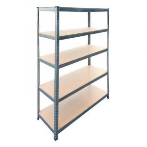 Etag&egrave;re 5 tablettes Charges lourdes L120xP45xH180 cm Structure Acier verni Plateaux bois Brixo Black 300Kg