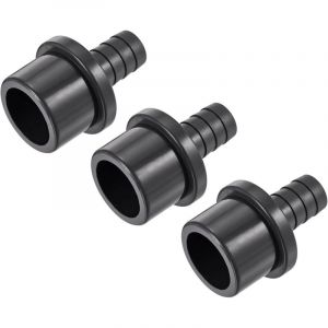 Lot de 3 raccords de tuyau en PVC cannel&eacute; 16 mm x 32 mm OD robinet droit adaptateur de tuyau raccord rapide, noir