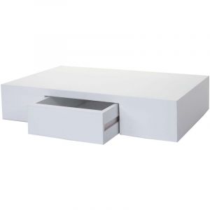 HHG - jamais utilis&eacute;] &Eacute;tag&egrave;re murale Oise, tiroir, 40cm, blanc