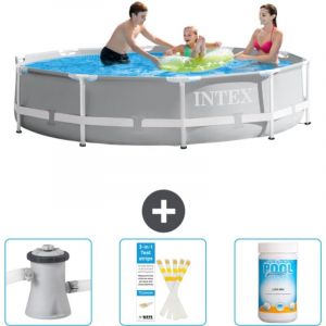 Intex - Piscine ronde à cadre prisme 305 x 76 cm - Grise - Incluse Accessoire CB73