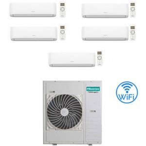 Hisense &ndash; Climatiseur r&eacute;versible Penta Split Inverter 9000 BTU + 9000 BTU + 9000 BTU + 9000 BTU + 18000 BTU &ndash; Wi-Fi &ndash; Autonettoyage &ndash; Silence 19